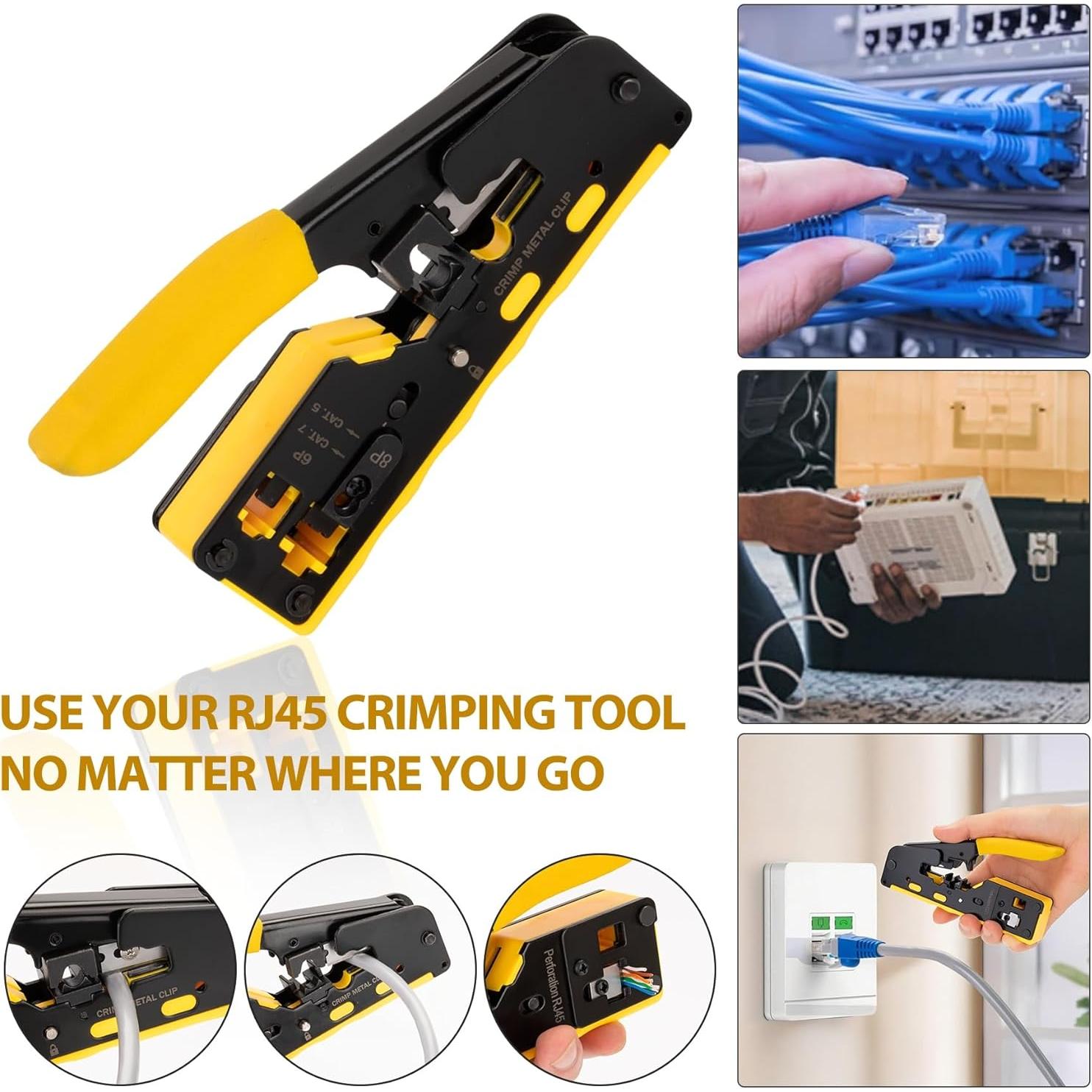 Kit de Crimpado RJ45 WEETOTUNG con 30 Conectores Cat6