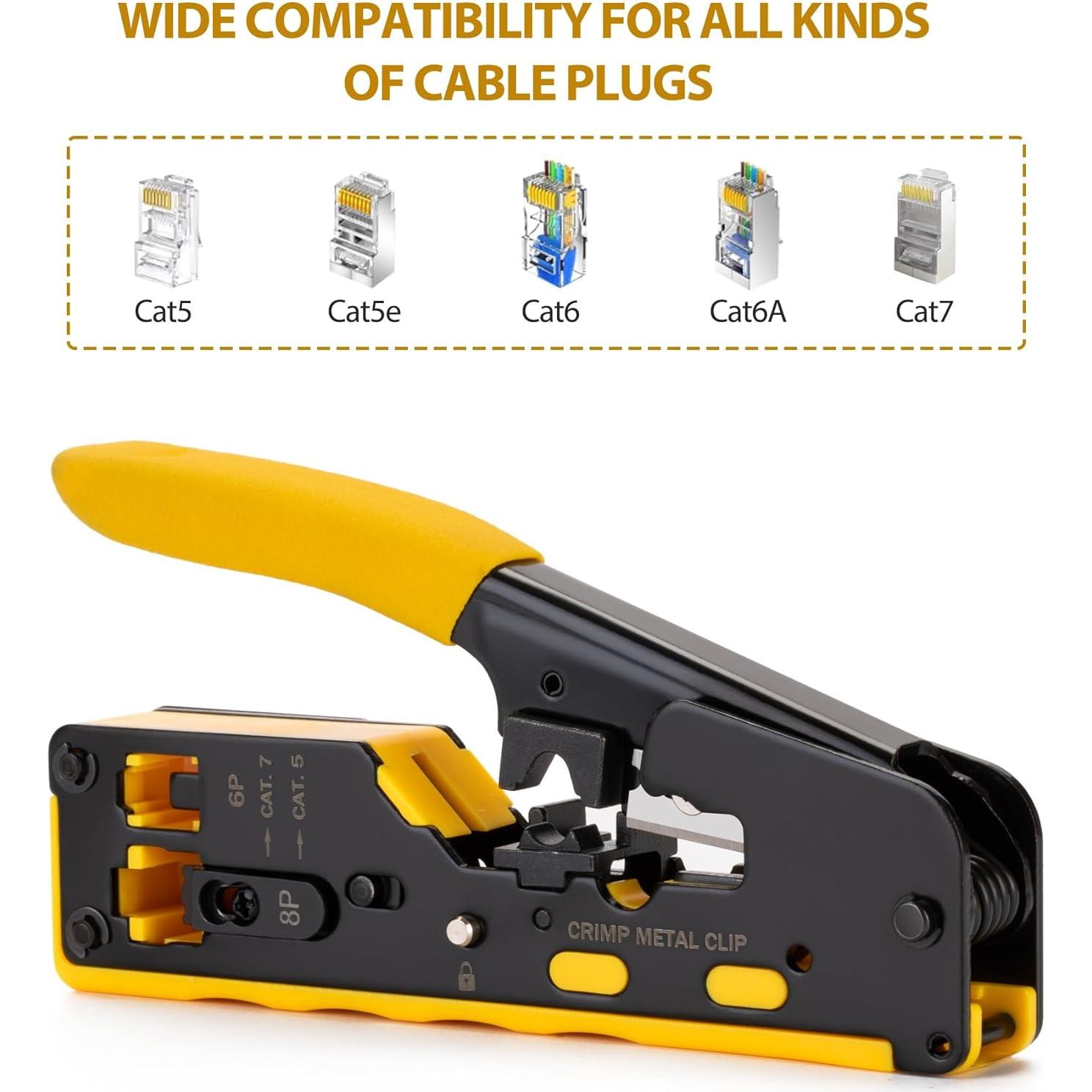 Kit de Crimpado RJ45 WEETOTUNG con 30 Conectores Cat6