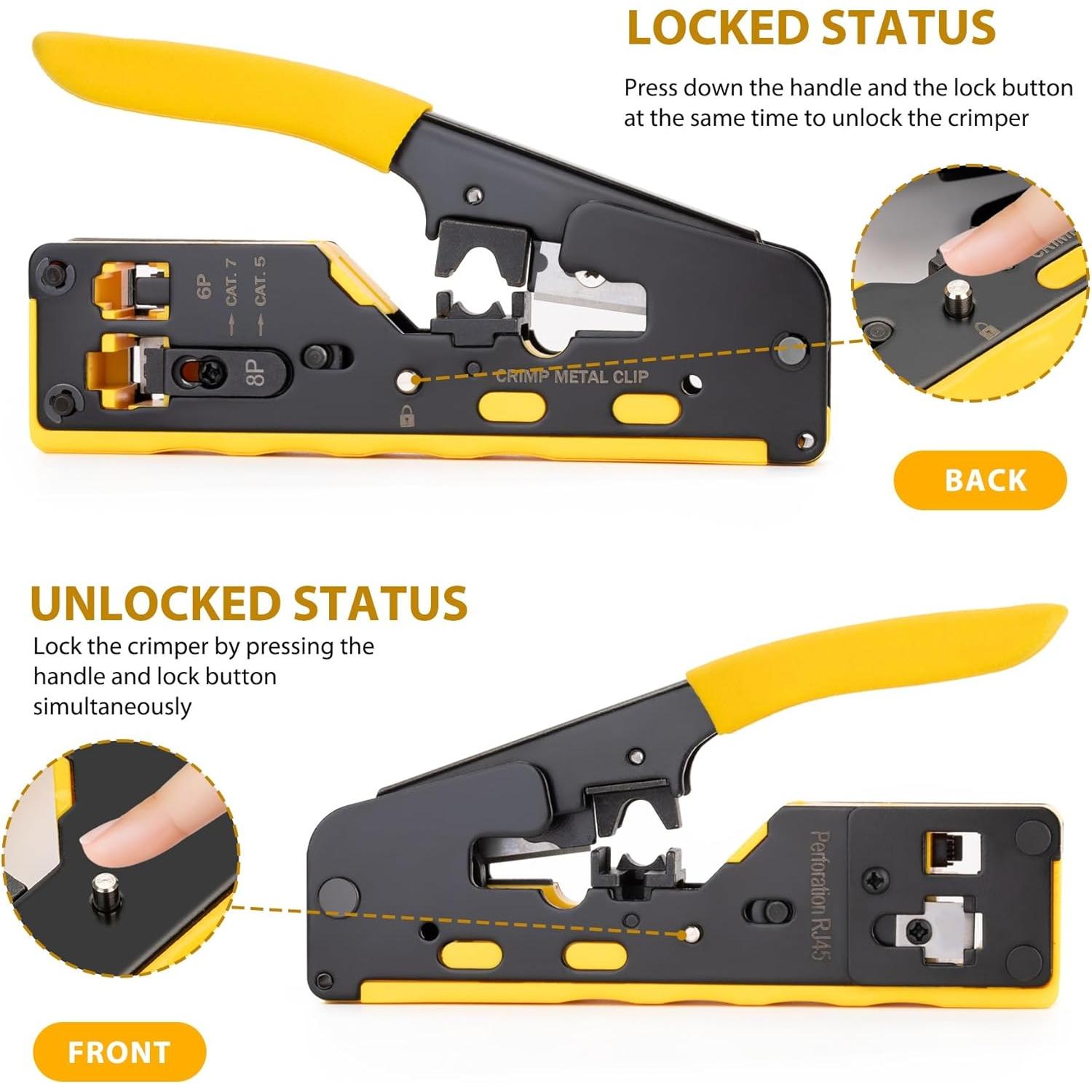 Kit de Crimpado RJ45 WEETOTUNG con 30 Conectores Cat6