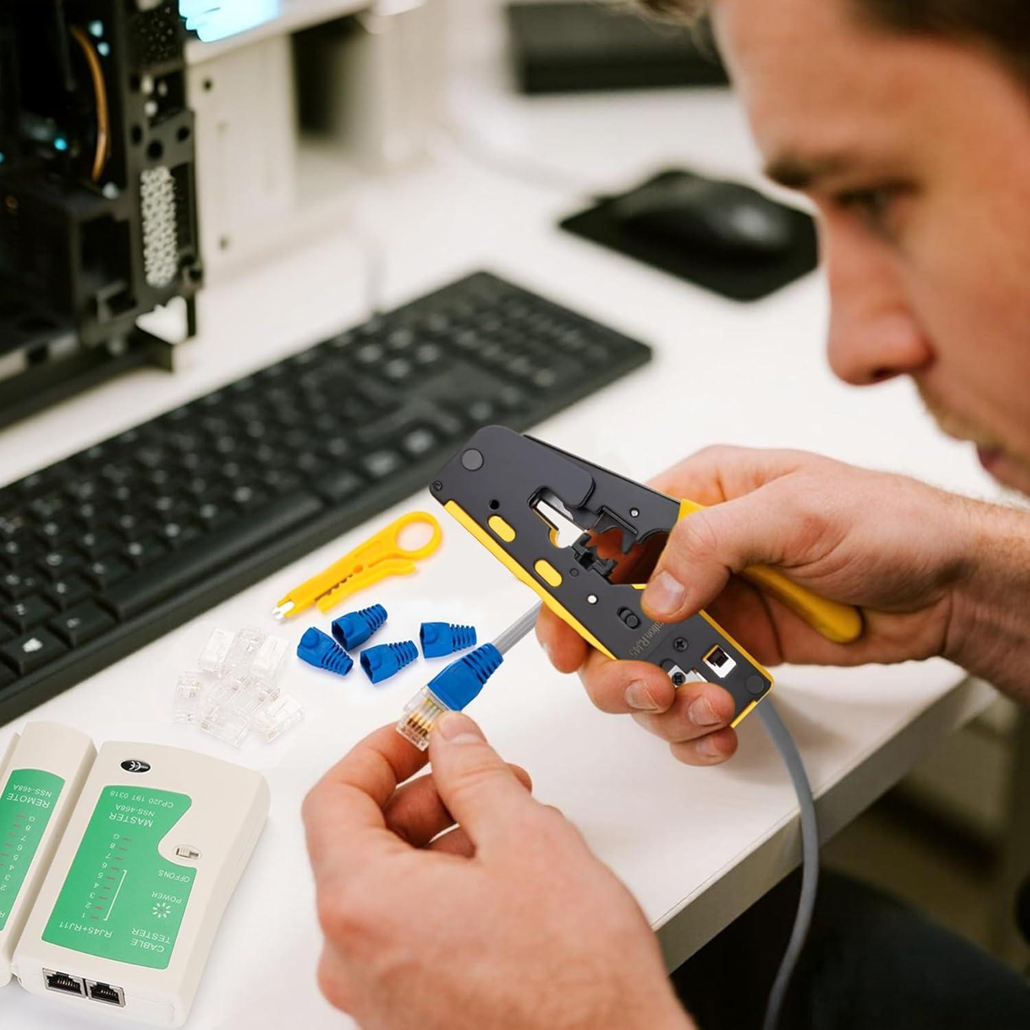 Kit de Crimpado RJ45 WEETOTUNG con 30 Conectores Cat6