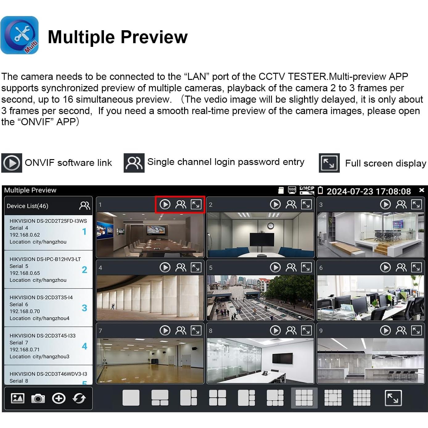 Probador de Cámara IP 8K WANLUTECH 7" PoE CCTV RJ45