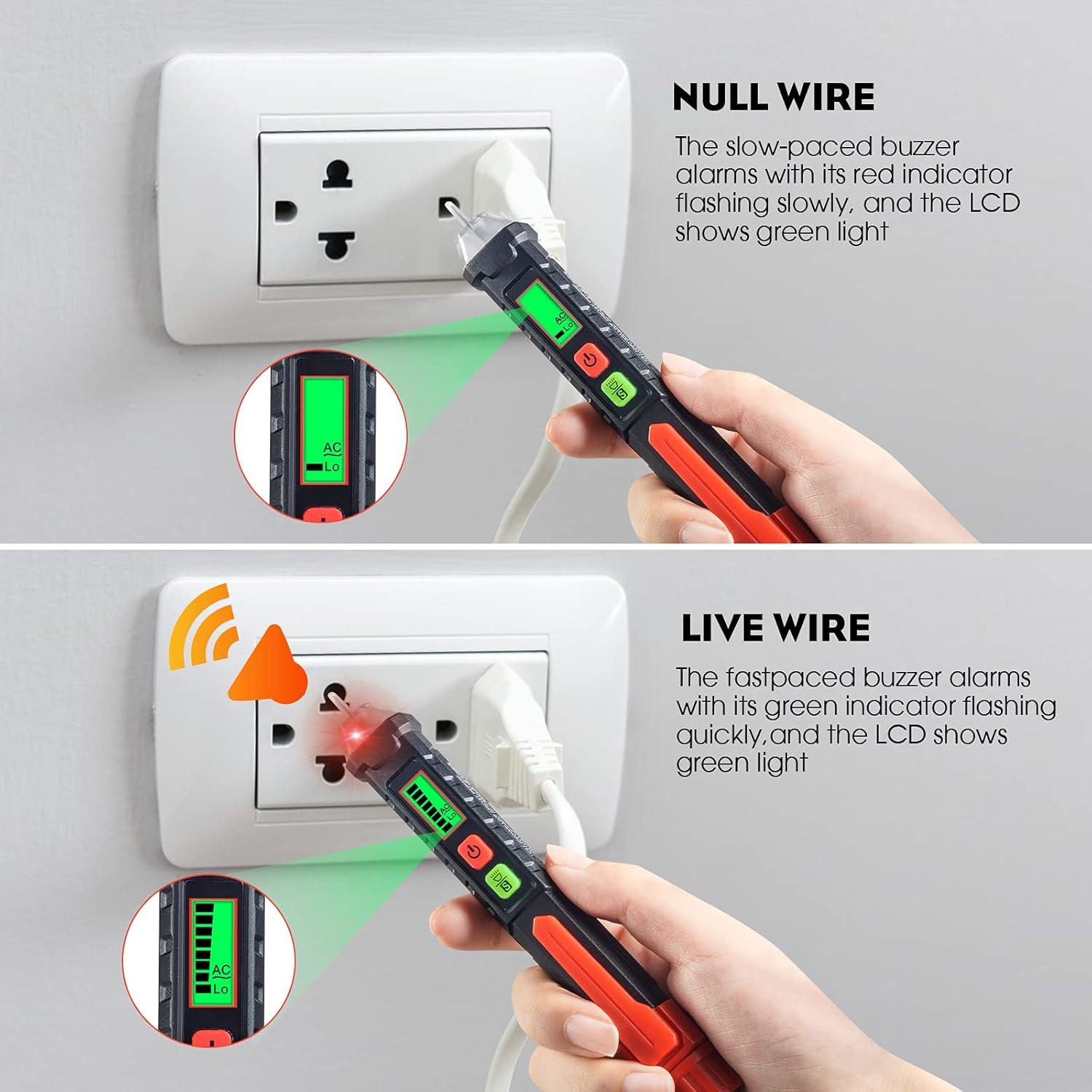 Probador de Voltaje AC WGGE 12V-1000V Sin Contacto con LCD