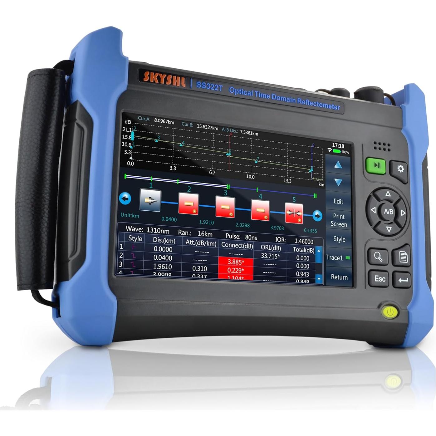 OTDR Monomodo SKYSHL SS322T-2A3 1310/1550nm 40/38dB 165km