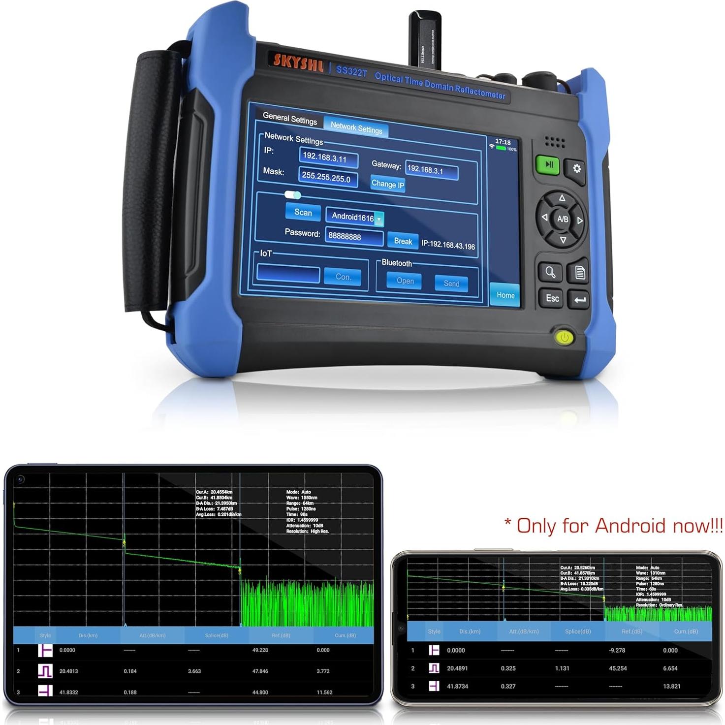 OTDR Monomodo SKYSHL SS322T-2A3 1310/1550nm 40/38dB 165km