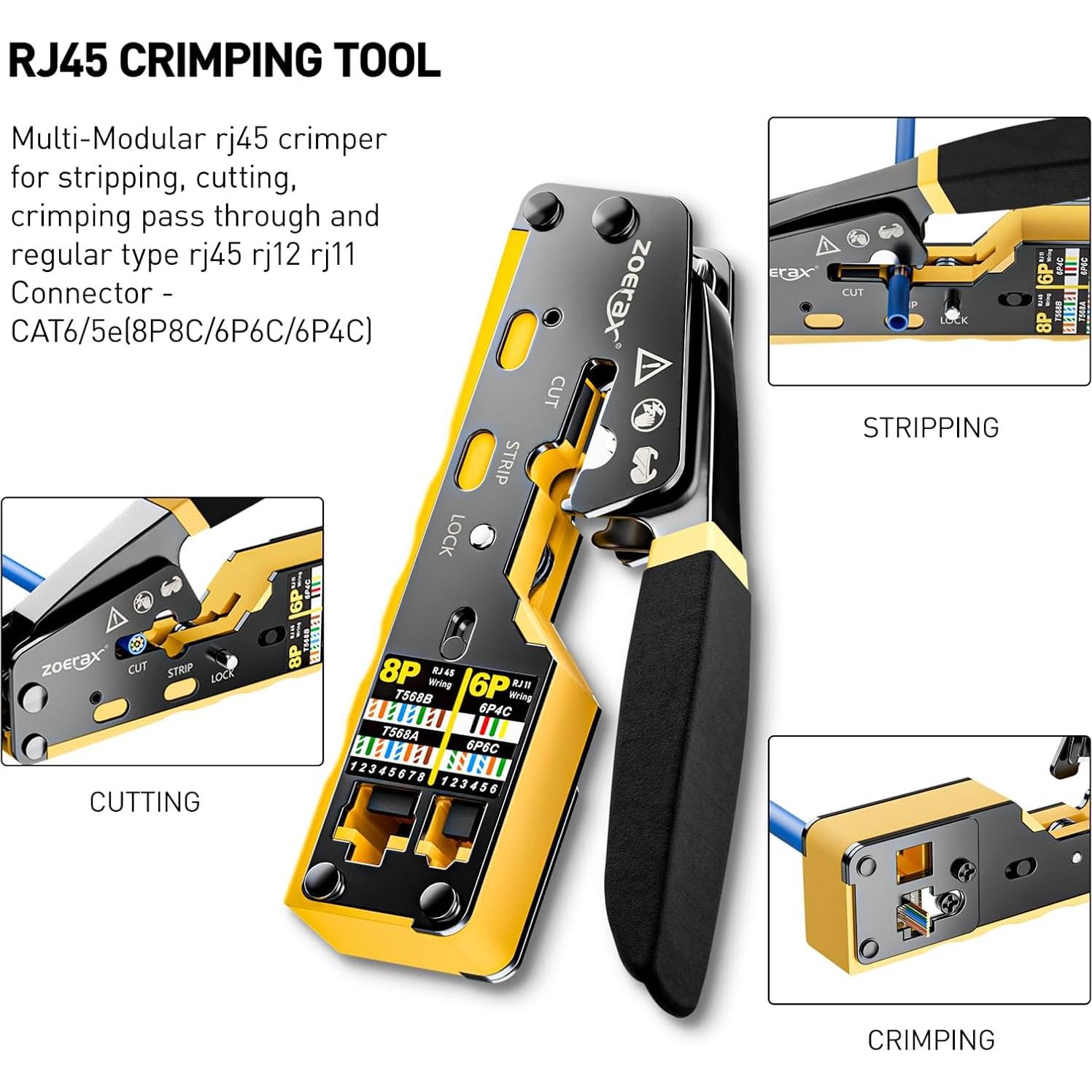 Kit de Herramientas de Red ZOERAX 11 en 1 Crimpadora RJ45