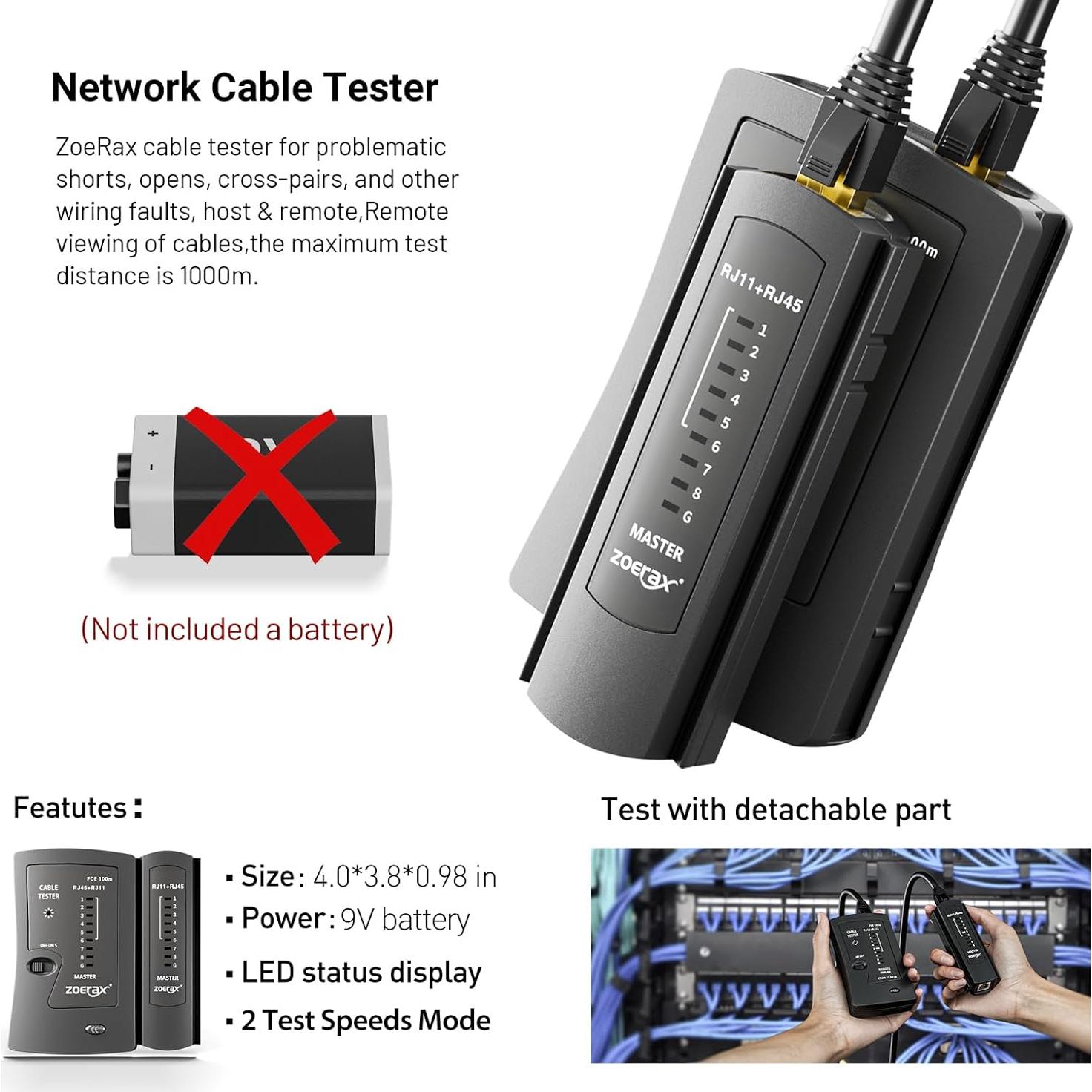 Kit de Herramientas de Red ZOERAX 11 en 1 Crimpadora RJ45