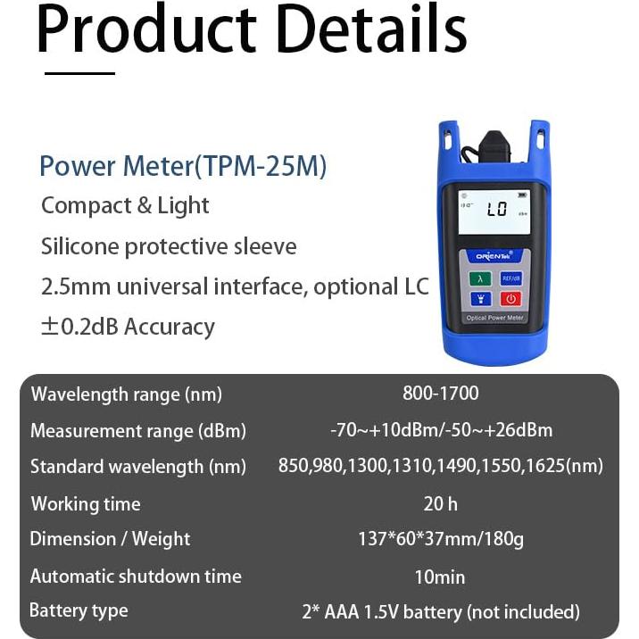 Kit de Herramientas de Fibra Óptica Decaat TFH-63D - Medidor y Localizador