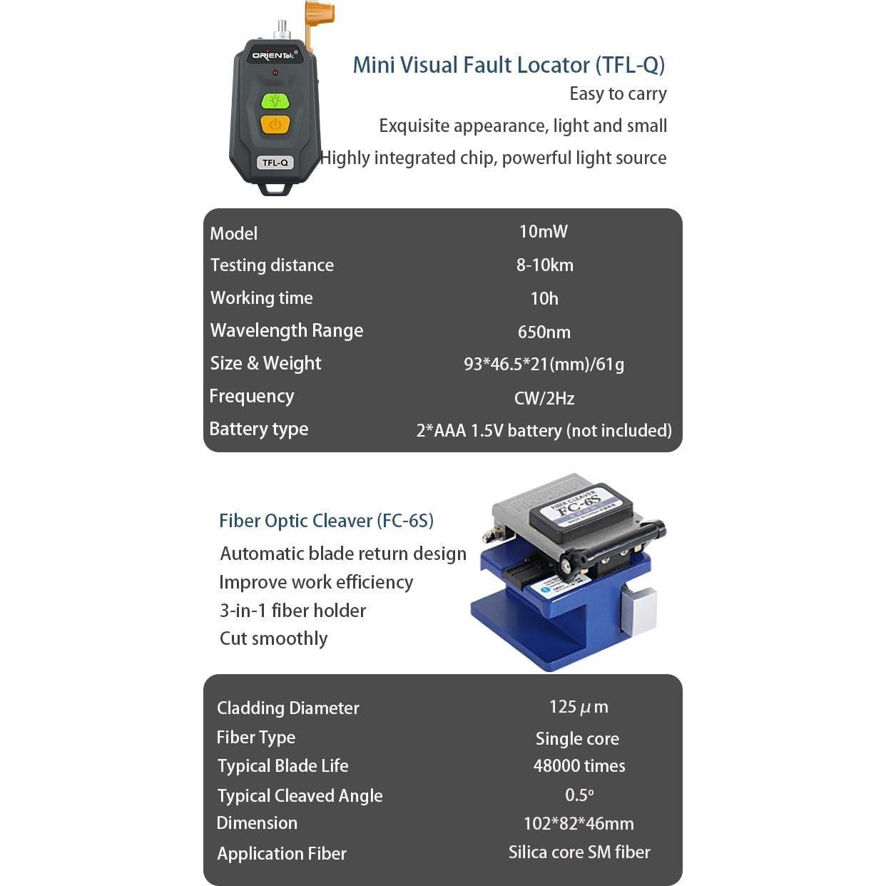 Kit de Herramientas de Fibra Óptica Decaat TFH-63D - Medidor y Localizador