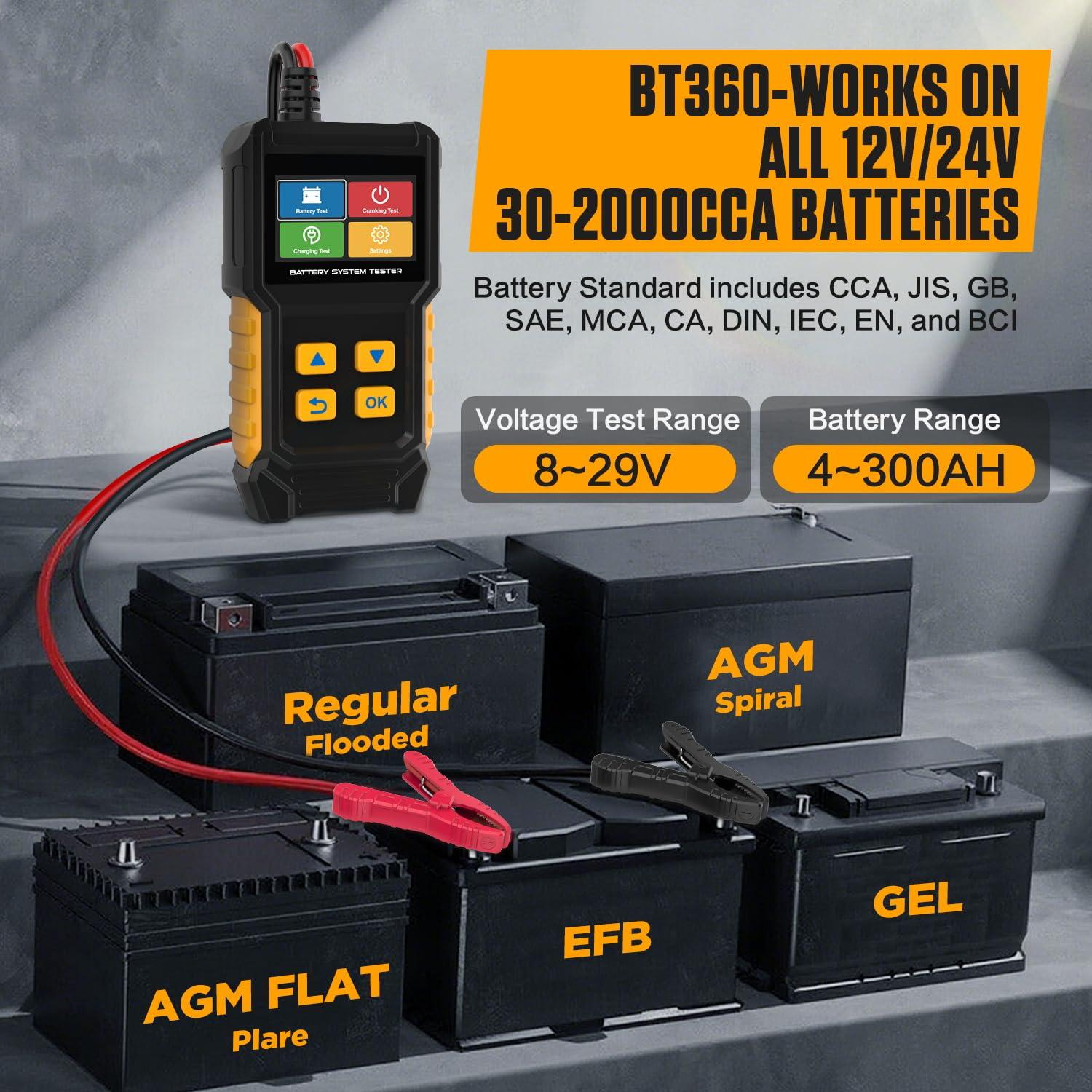 Probador de Batería de Coche LINXINO BT360 12V 24V CCA