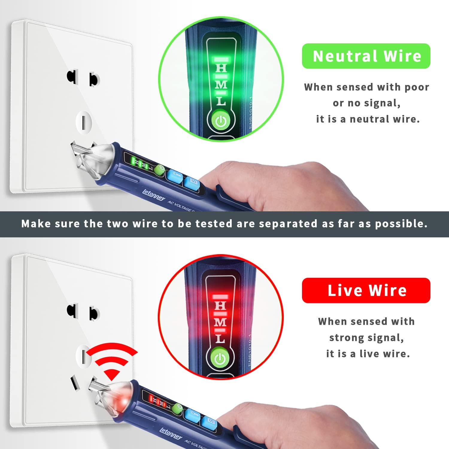 Probador de Voltaje AC Sin Contacto Letonney 12-1000V con Linterna