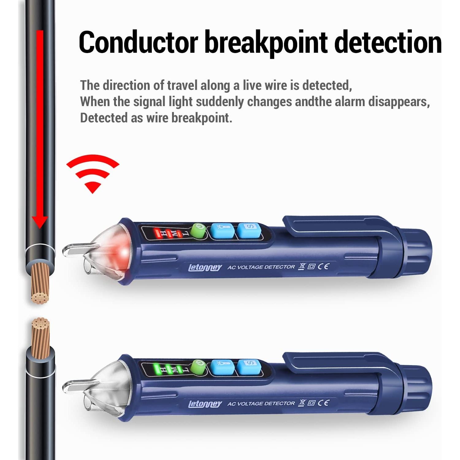Probador de Voltaje AC Sin Contacto Letonney 12-1000V con Linterna