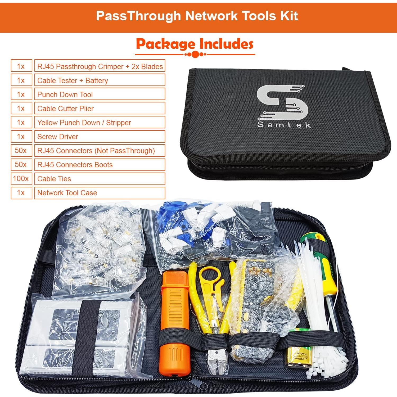 Kit de Crimpado RJ45 Passthrough SAMTEK para Ethernet