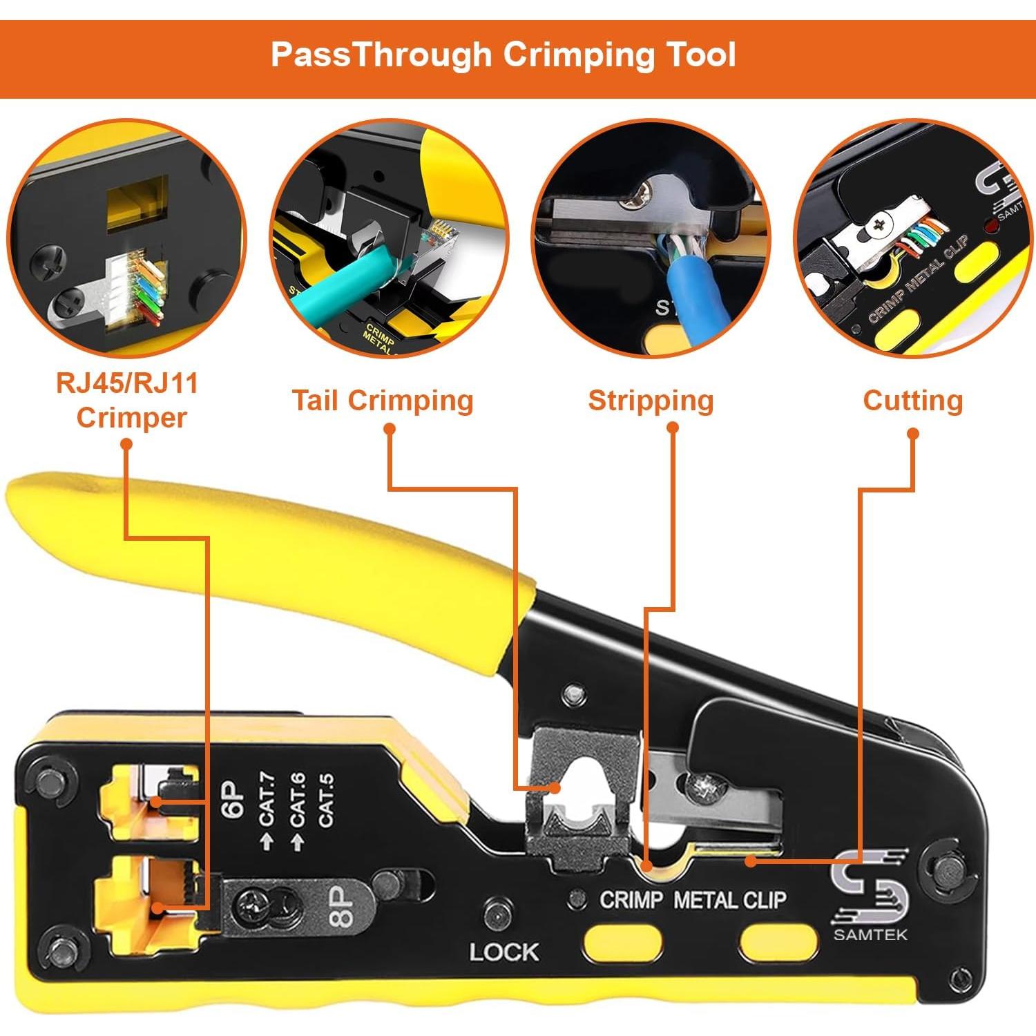 Kit de Crimpado RJ45 Passthrough SAMTEK para Ethernet