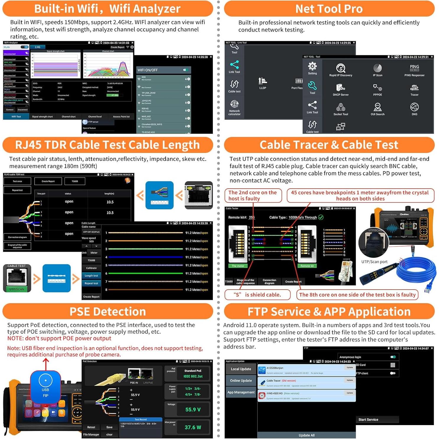 Probador OTDR Henkion RSO-65 1310/1550nm 28/26dB Pantalla Táctil