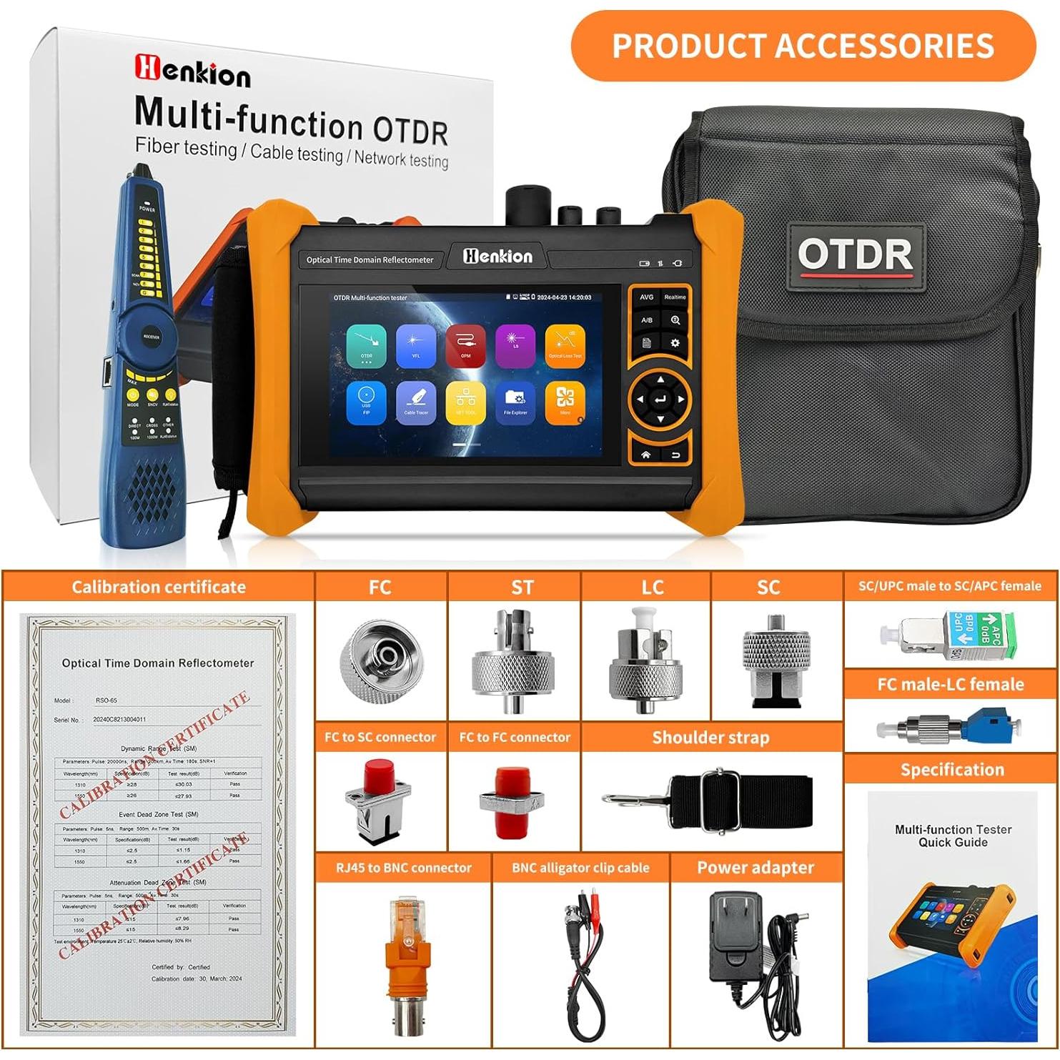 Probador OTDR Henkion RSO-65 1310/1550nm 28/26dB Pantalla Táctil