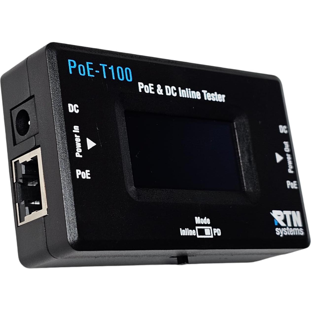 Probador Inline DC y PoE RTN Systems PoE-T100 con Pantalla OLED