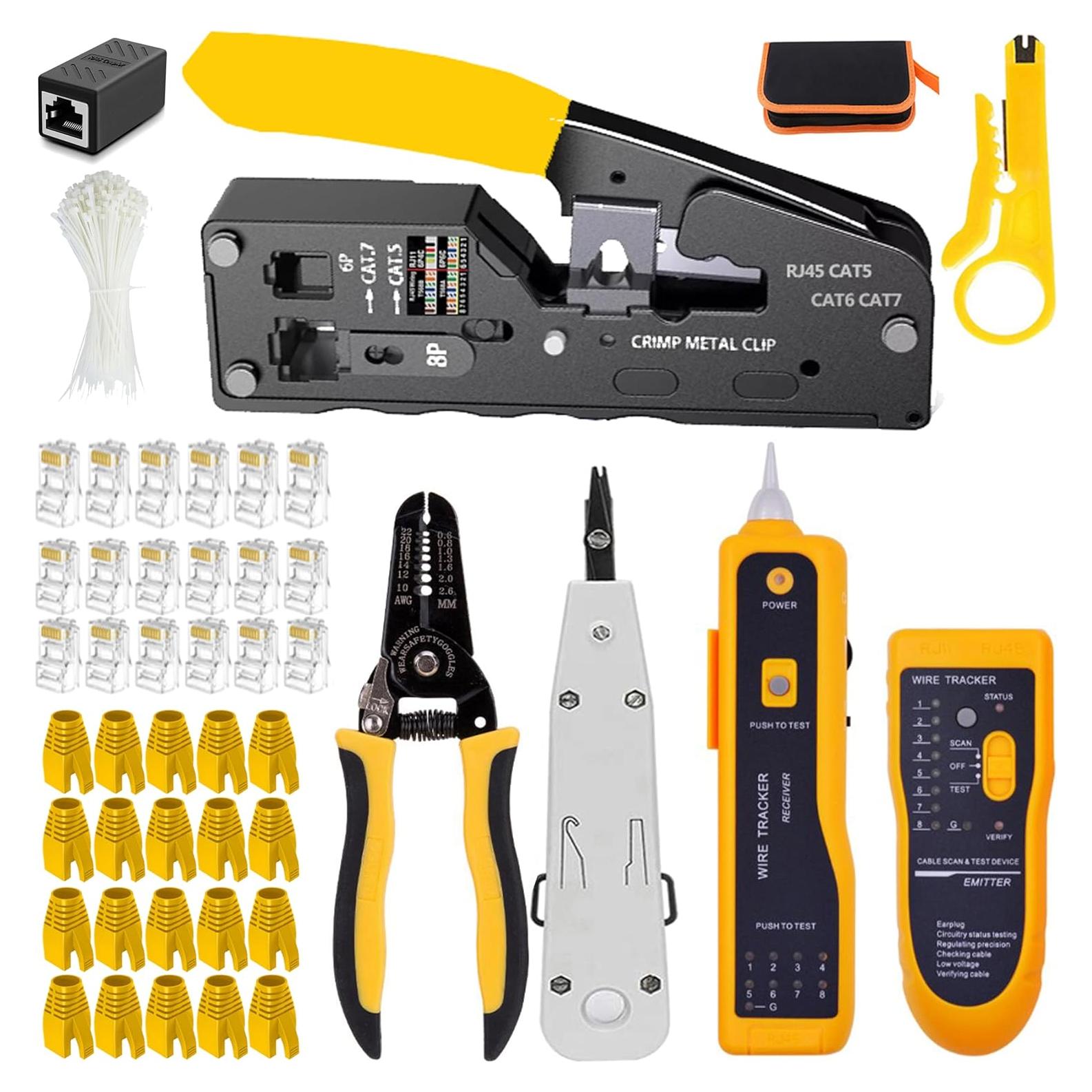Kit de Herramientas de Crimpado RJ45 RJ11 LEATBUY Amarillo