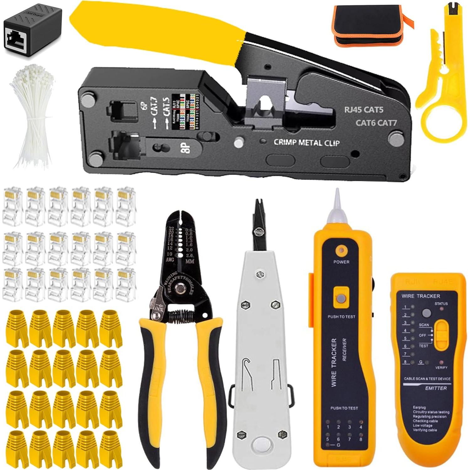 Kit de Herramientas de Crimpado RJ45 RJ11 LEATBUY Amarillo