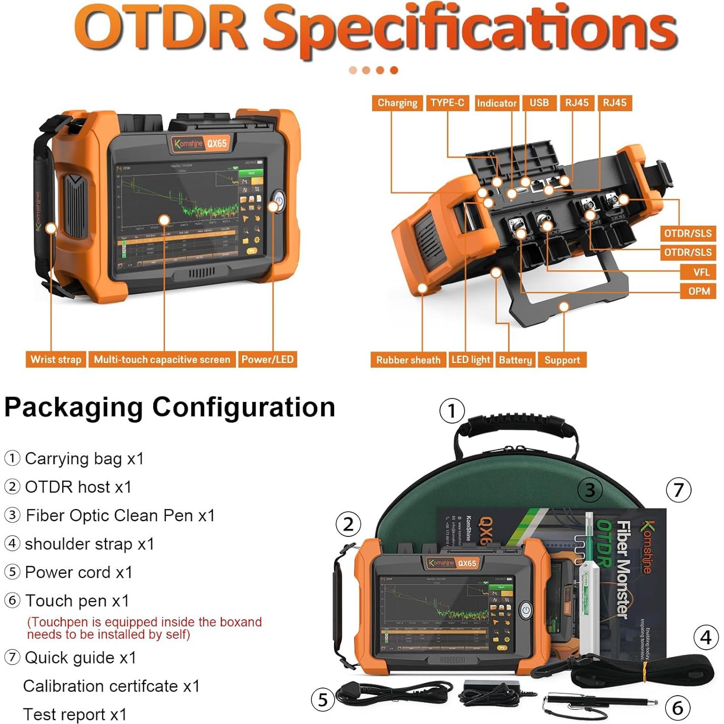 Probador de Fibra Óptica KomShine QX65-S1 1310/1550nm 32/30dB