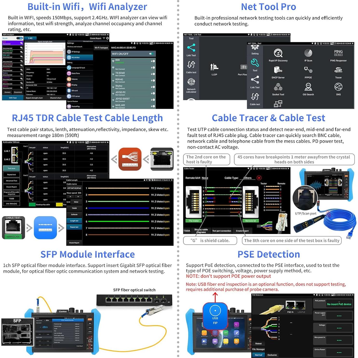 Probador OTDR Henkion RSO-85 1310/1550nm 28/26dB Pantalla 8"