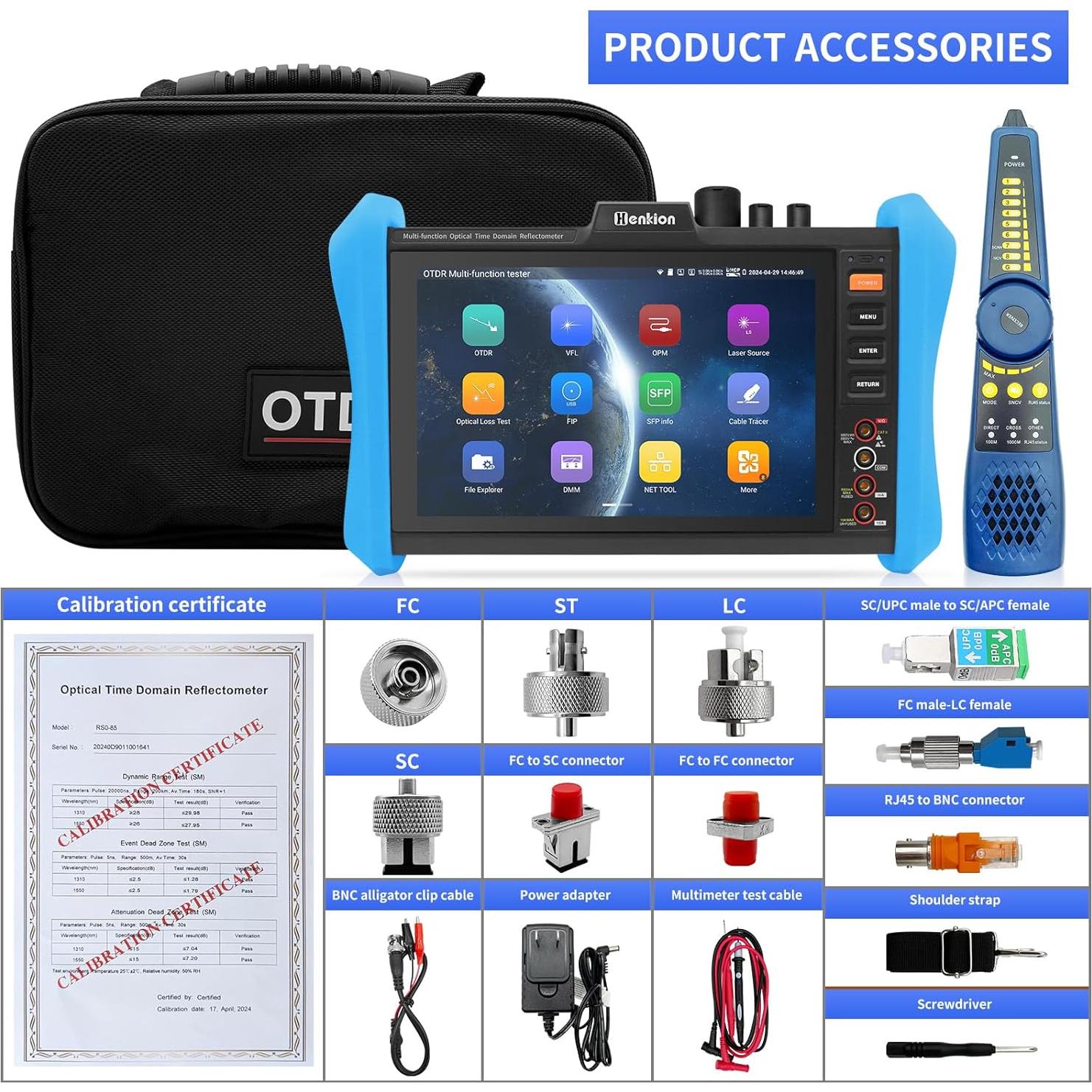 Probador OTDR Henkion RSO-85 1310/1550nm 28/26dB Pantalla 8"