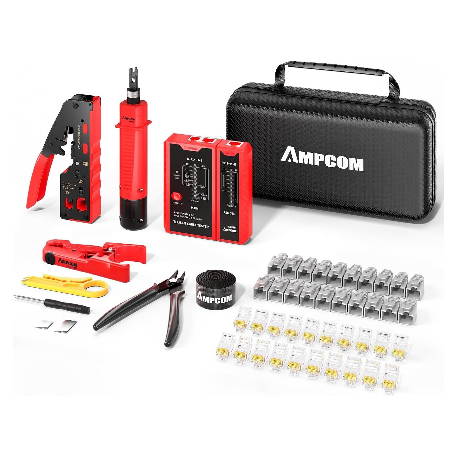 Kit de Herramientas de Crimpado Ethernet AMPCOM 10 en 1 RJ45