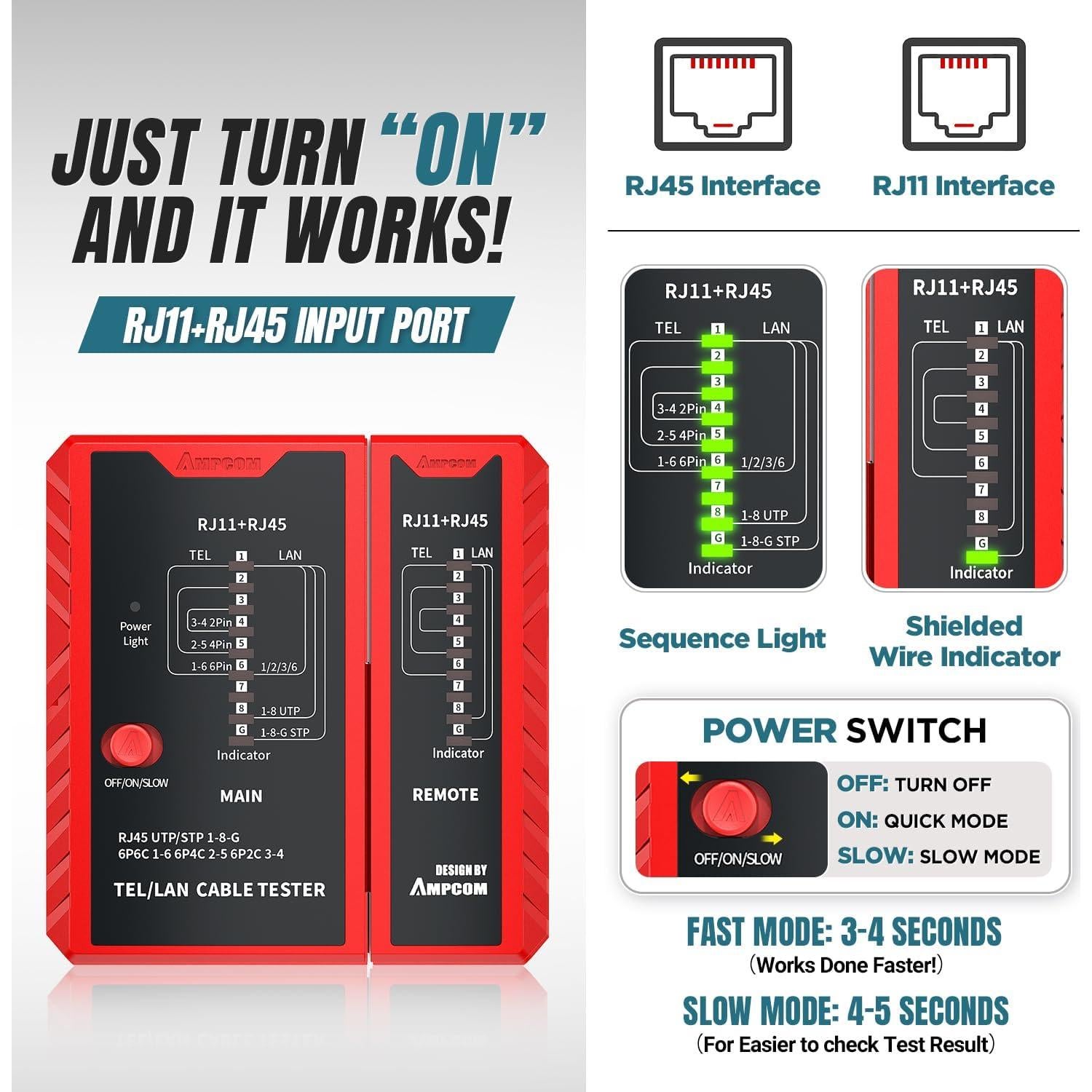 Kit de Herramientas de Crimpado Ethernet AMPCOM 10 en 1 RJ45