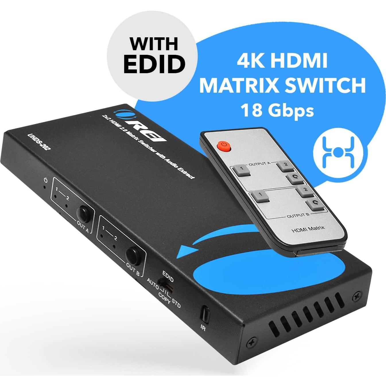 OREI Interruptor HDMI 2x2 UHDS-202 4K 60Hz Control Remoto