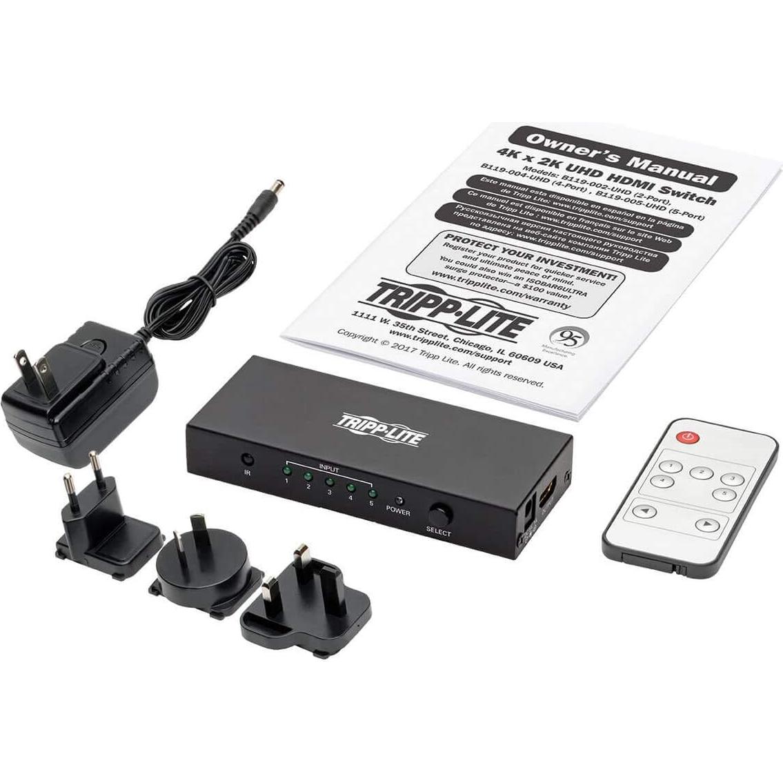 Interruptor HDMI 5 Puertos Tripp Lite B119-005-UHD 4K 60Hz