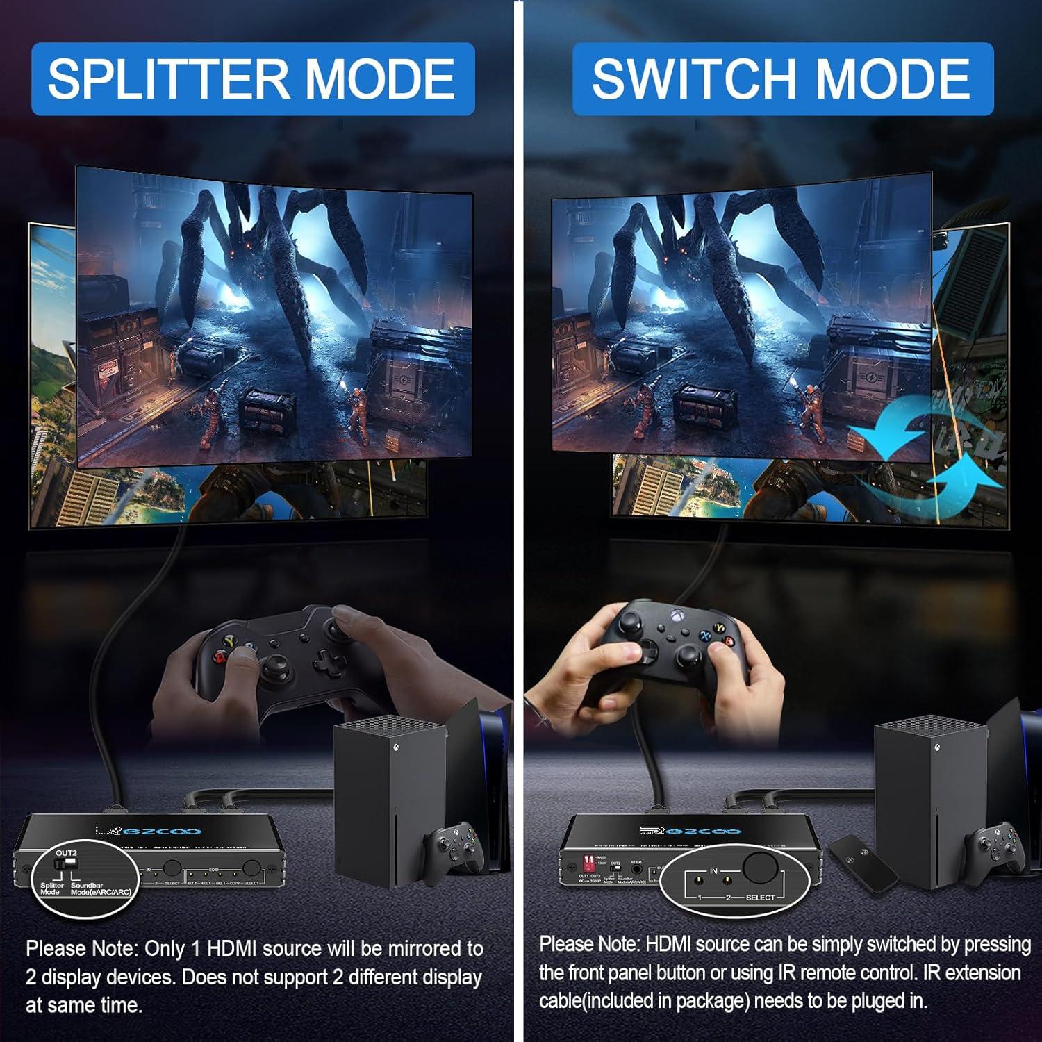 Divisor HDMI Bi-Direccional 4K 60Hz EZCOOTECH con Audio SPDIF