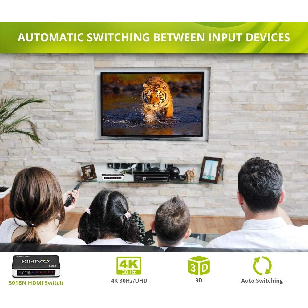 Interruptor HDMI 4K Kinivo 501BN 5 Puertos con Control Remoto