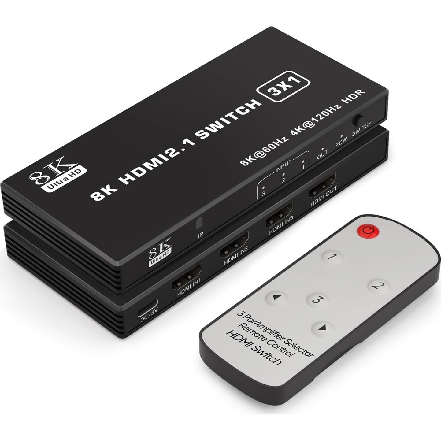 Interruptor HDMI 3 en 1 TAILAIERA 8K@60Hz con Control Remoto