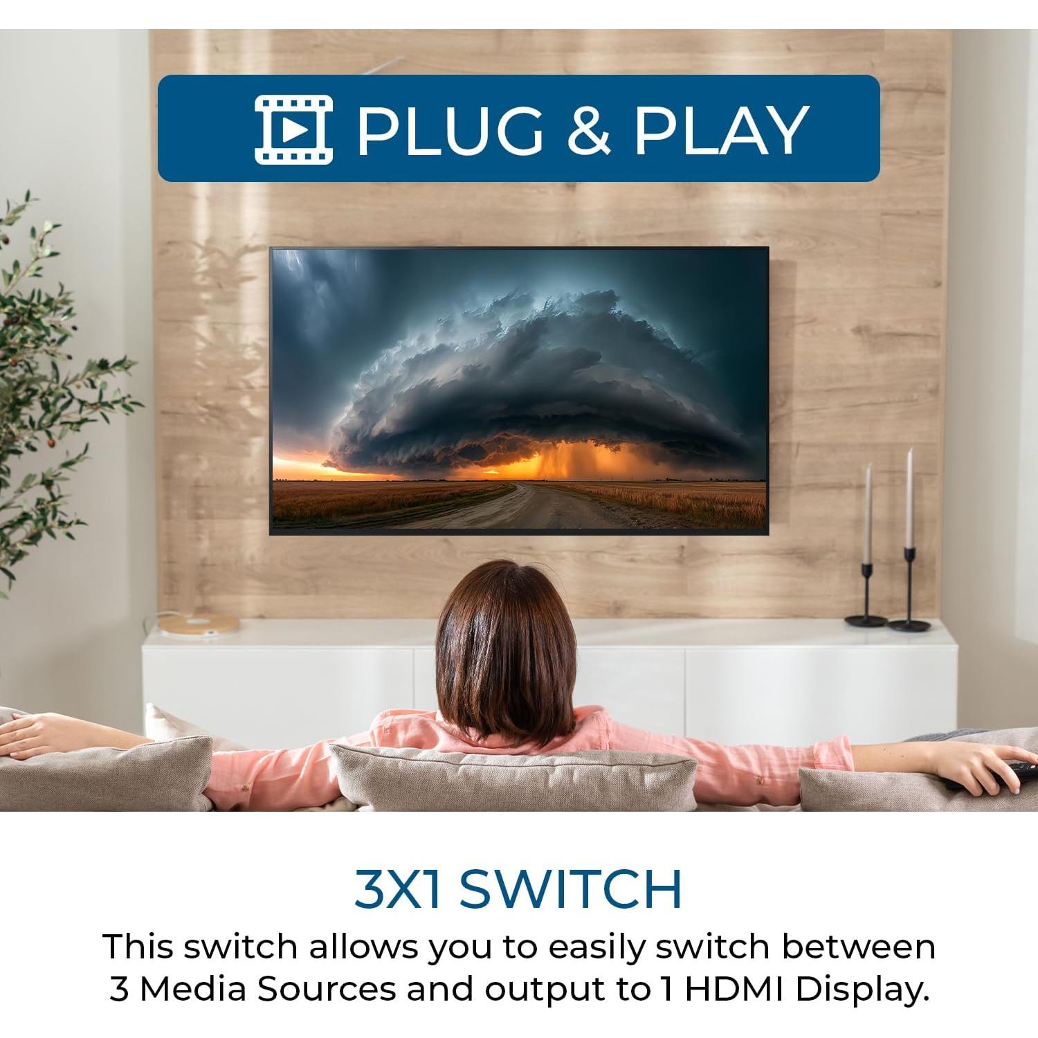 Interruptor HDMI OREI 8K 60Hz 4K 120Hz con Control Remoto