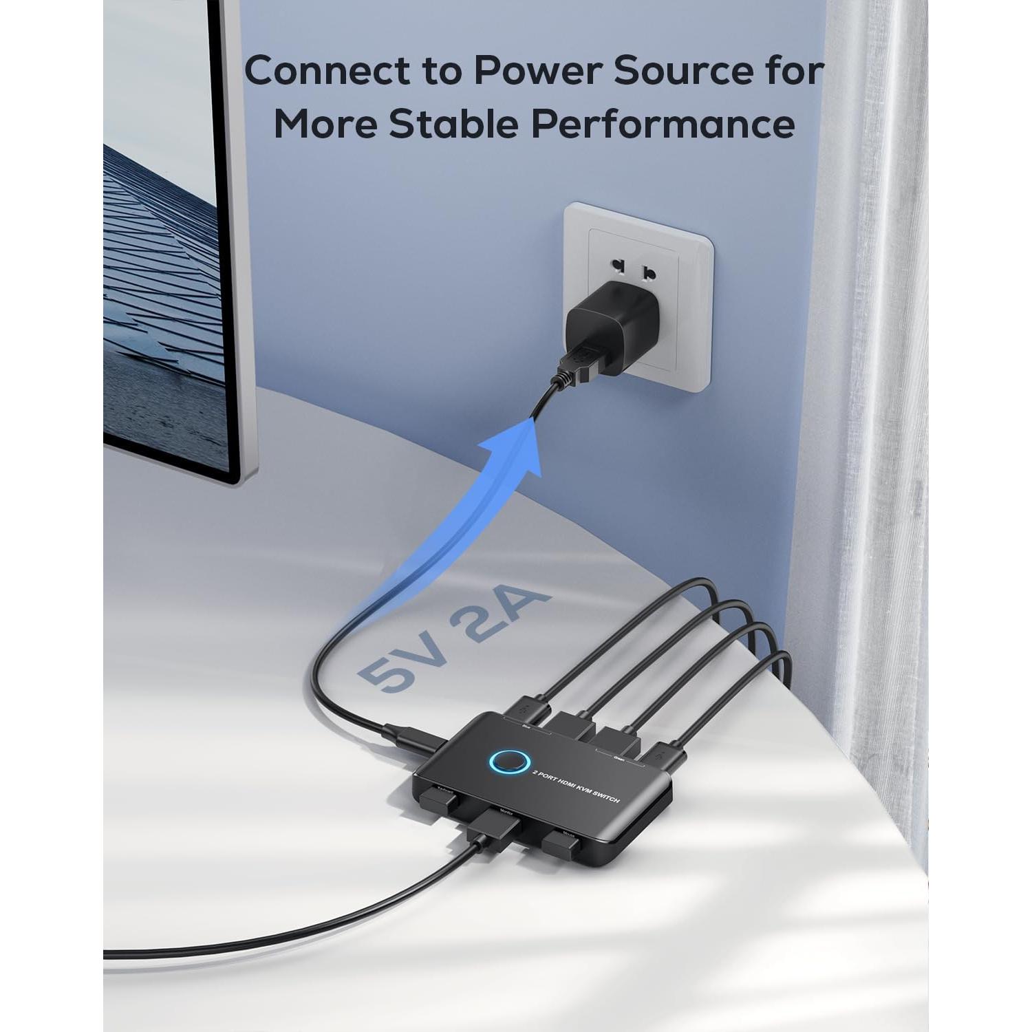 Interruptor KVM HDMI 2 Puertos ABLEWE 4K@60Hz USB