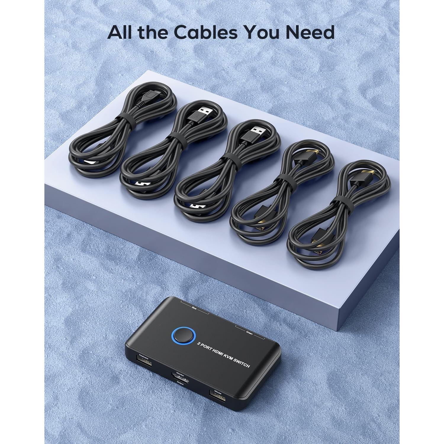 Interruptor KVM HDMI 2 Puertos ABLEWE 4K@60Hz USB