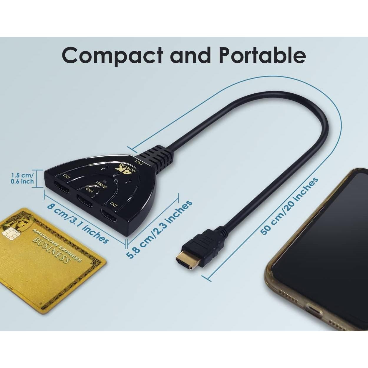 Adaptador HDMI Switch 3 en 1 DS Estilo Distintivo 4K 1080P