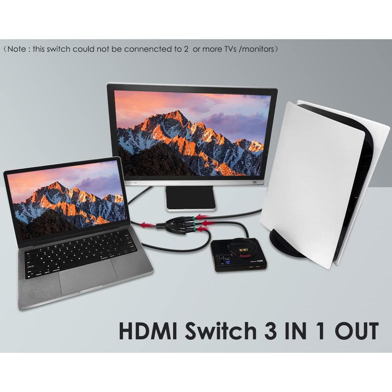 Adaptador HDMI Switch 3 en 1 DS Estilo Distintivo 4K 1080P