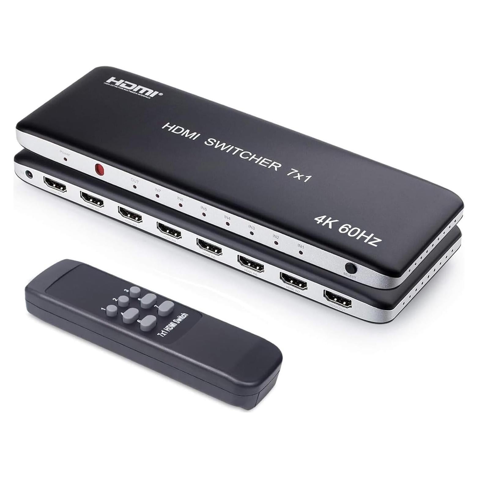 Interruptor HDMI 7 Puertos Univivi 4K 60Hz con Control Remoto