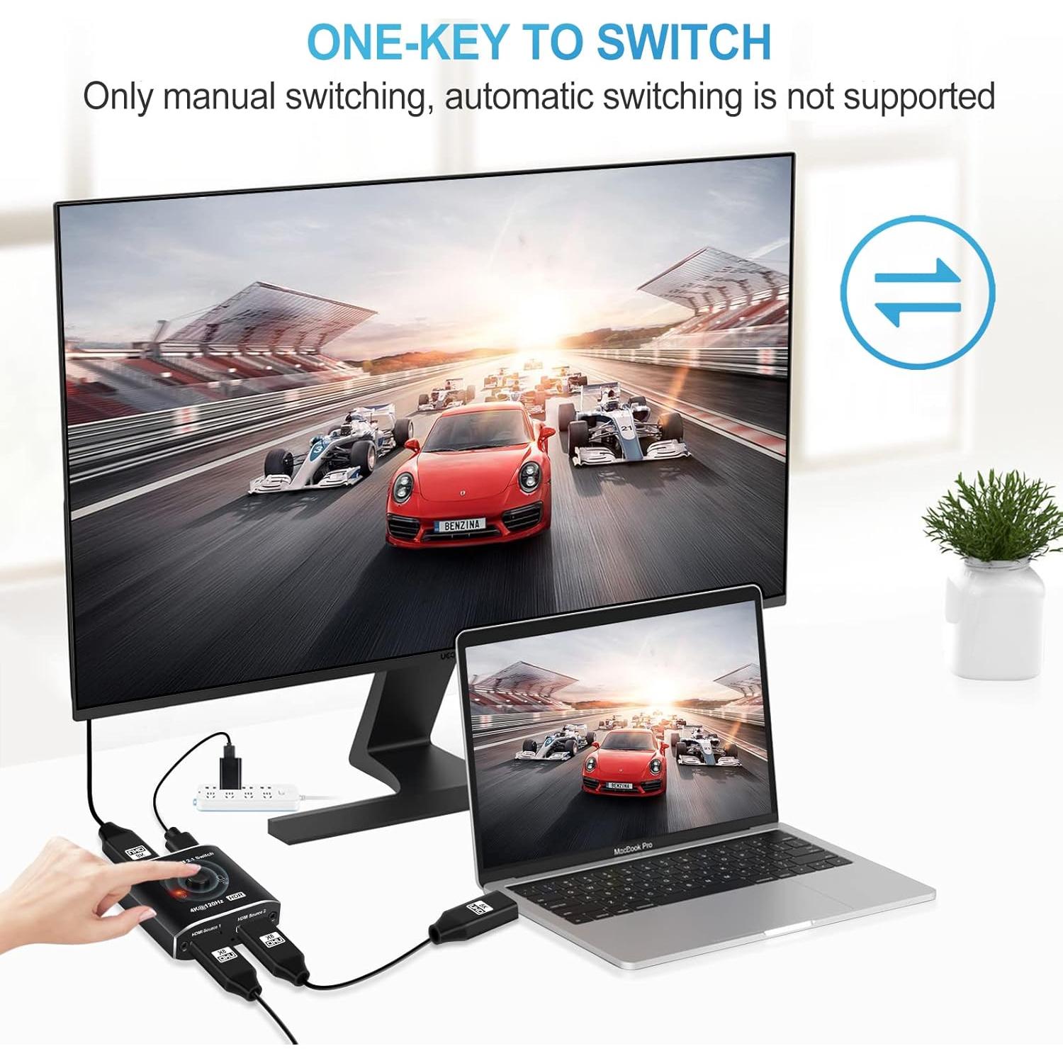 Interruptor HDMI 2 en 1 Avedio Links 8K@60Hz 4K@120Hz