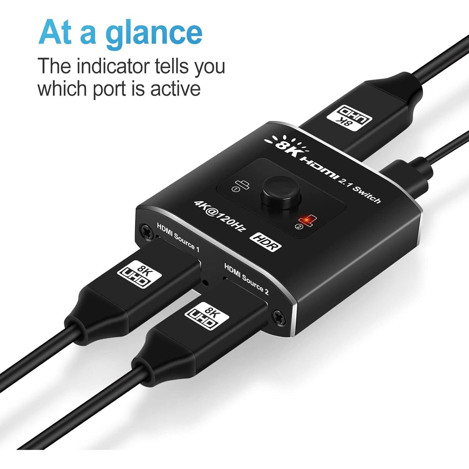 Interruptor HDMI 2 en 1 Avedio Links 8K@60Hz 4K@120Hz