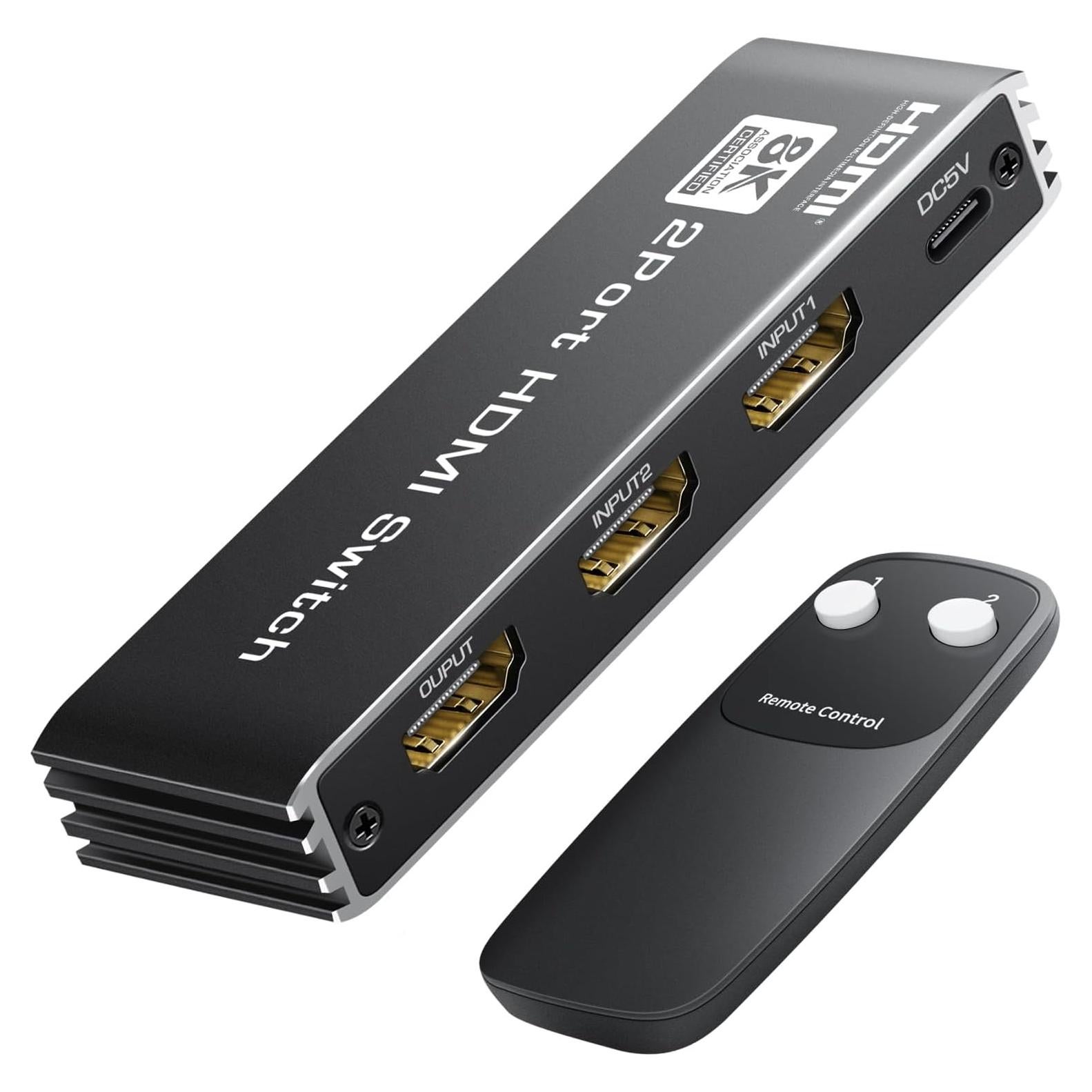 avedio links 8K HDMI 2.1 Switch 4K@120Hz 8K@60Hz, Bi-Directional 2 in 1 Out HDMI Switcher with Remote, Aluminum HDMI Splitter 2 in 1 Out Ultra HD Compatible with PS5 Xbox Fire Stick and More (Black)