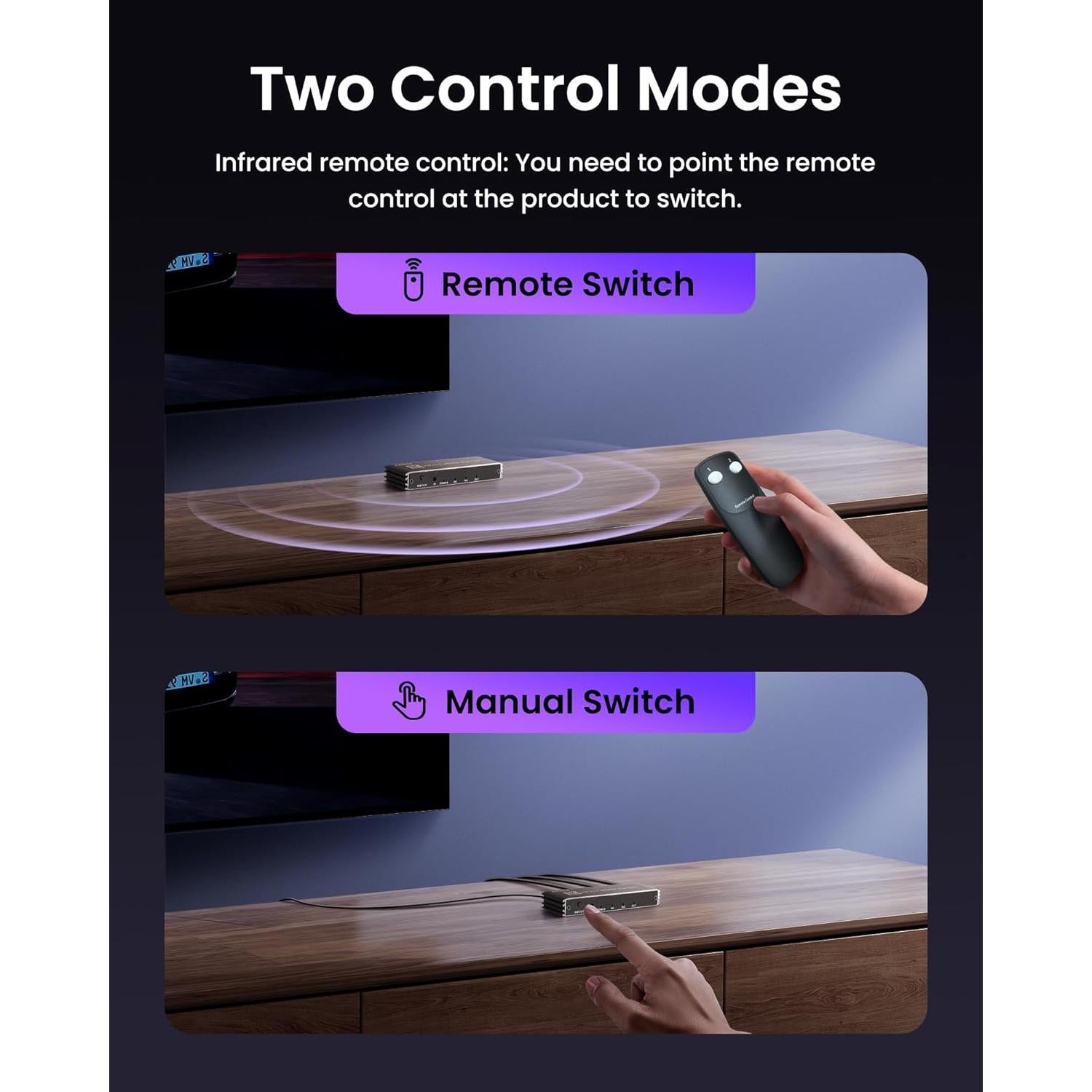 avedio links 8K HDMI 2.1 Switch 4K@120Hz 8K@60Hz, Bi-Directional 2 in 1 Out HDMI Switcher with Remote, Aluminum HDMI Splitter 2 in 1 Out Ultra HD Compatible with PS5 Xbox Fire Stick and More (Black)