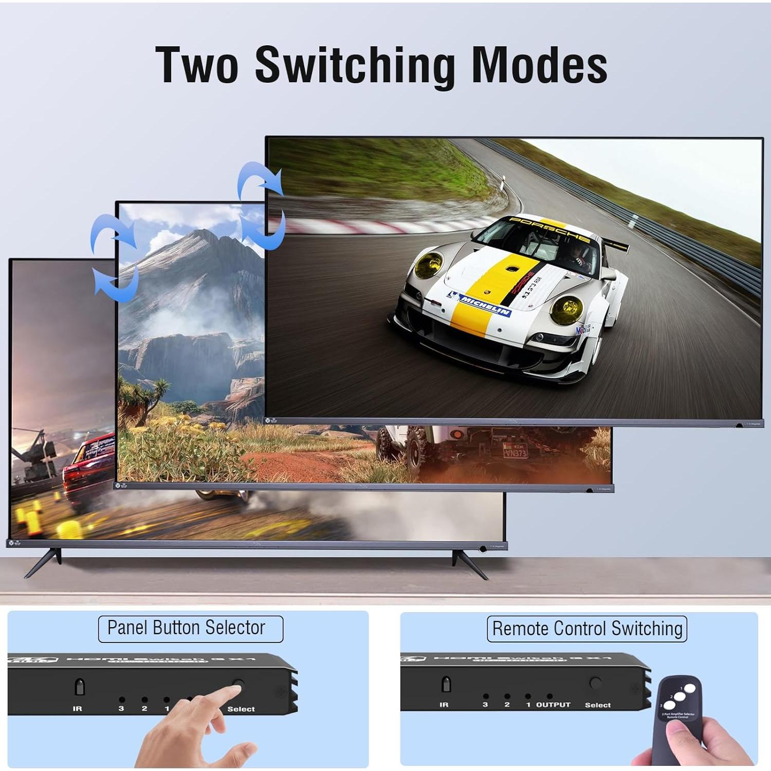 Interruptor HDMI 3 en 1 Tendak 4K@120Hz con Control Remoto