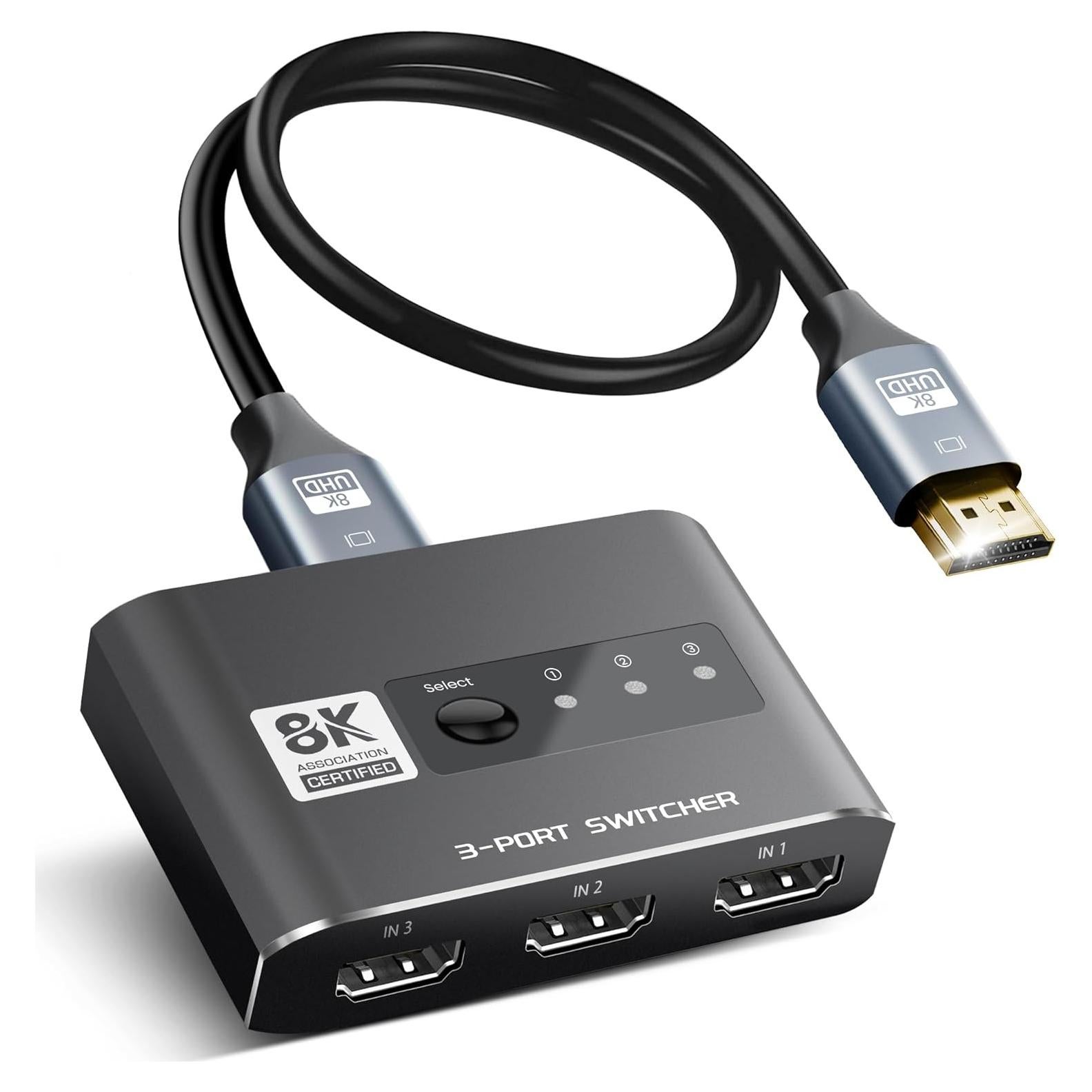 Conmutador HDMI 2.1 3x1 avedio links 8K 60Hz Aluminio