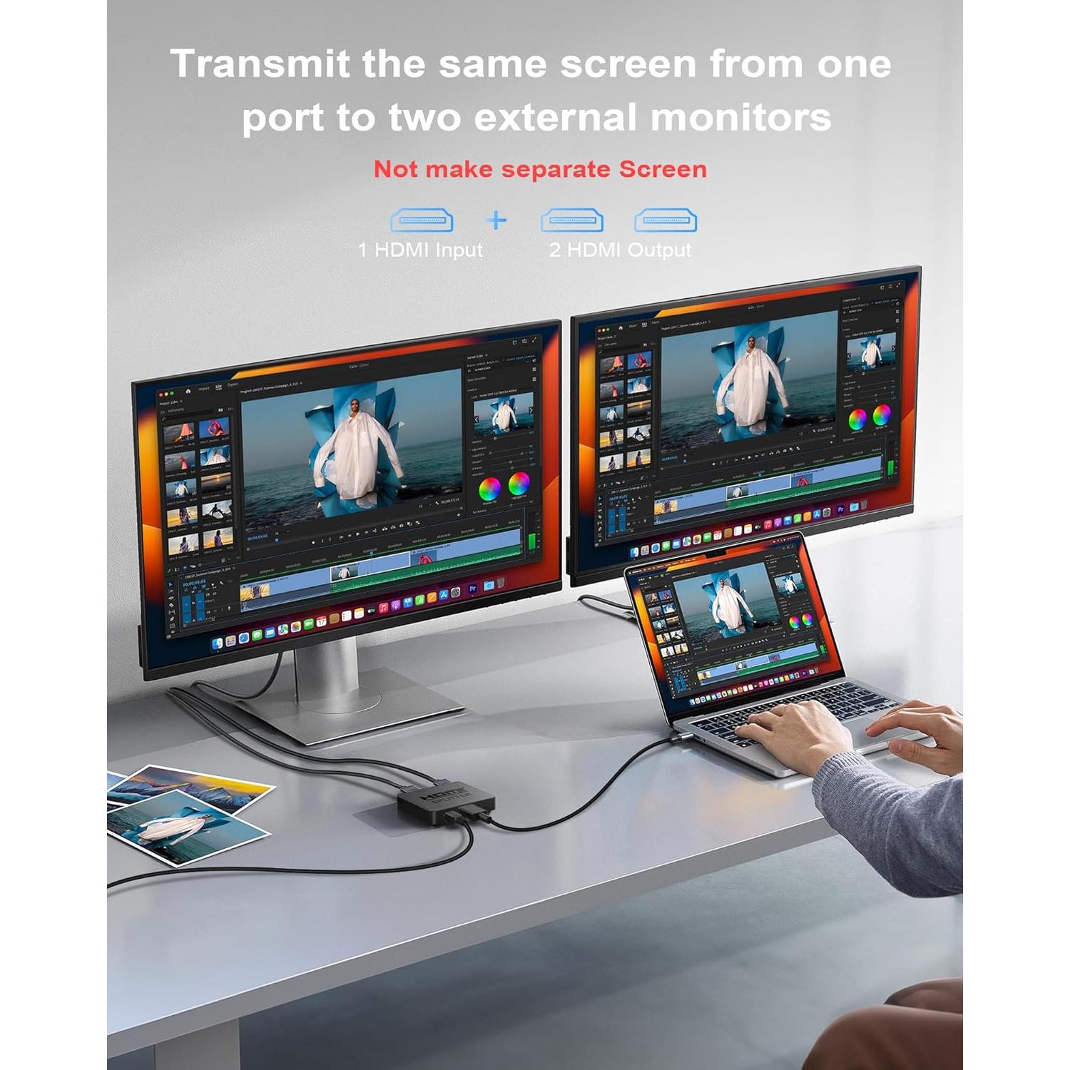 Divisor HDMI 1x2 NEWCARE 4K - Modo Espejo, Sin Cable