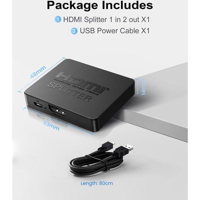 Divisor HDMI 1x2 NEWCARE 4K - Modo Espejo, Sin Cable