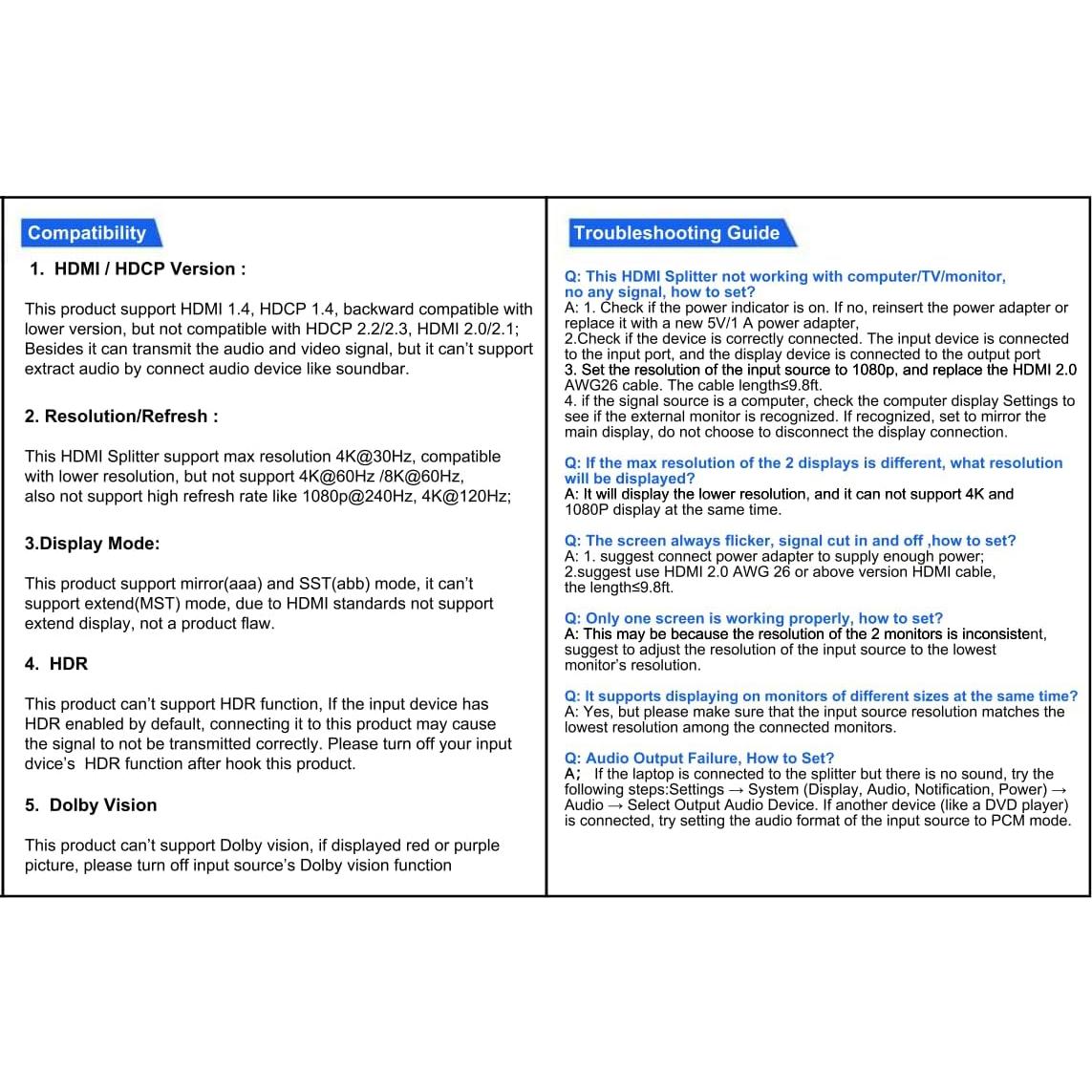 Divisor HDMI 1x2 NEWCARE 4K - Modo Espejo, Sin Cable