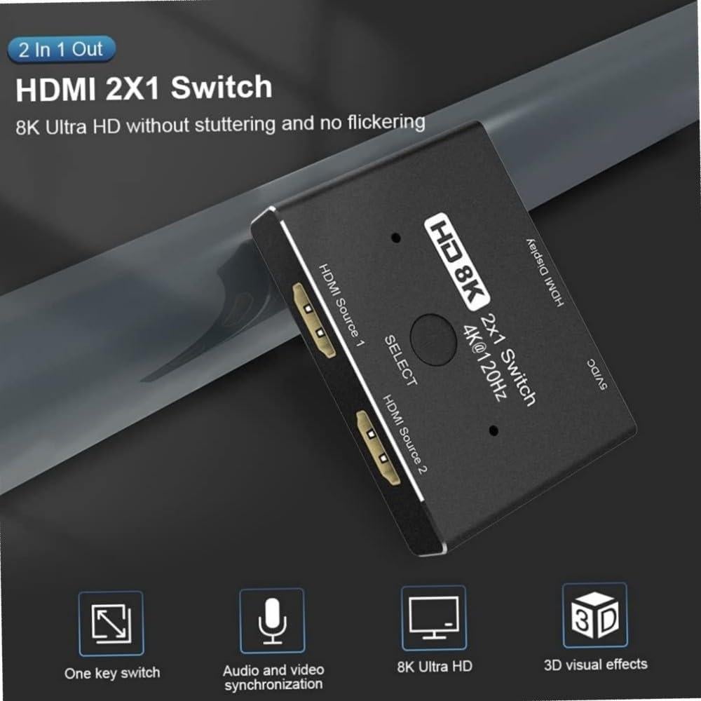Interruptor HDMI 8K CableDeconn 2in1 48Gbps 4K@120Hz