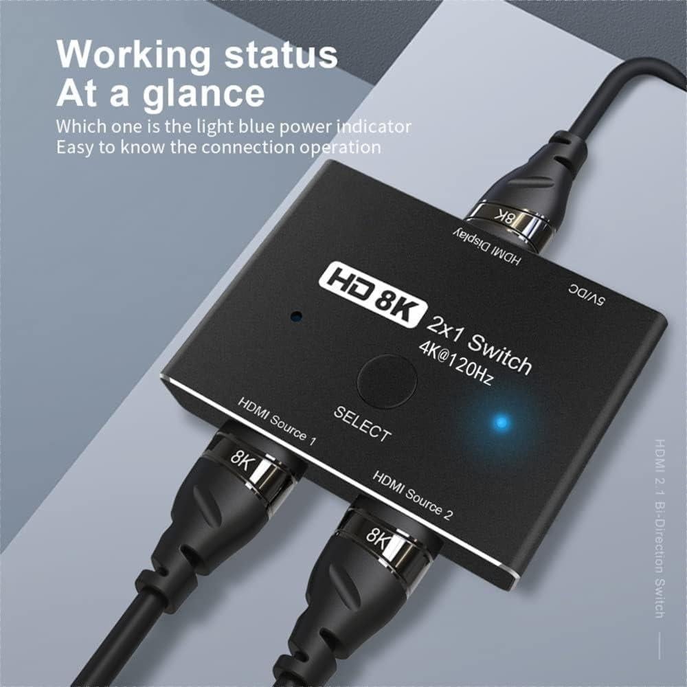 Interruptor HDMI 8K CableDeconn 2in1 48Gbps 4K@120Hz