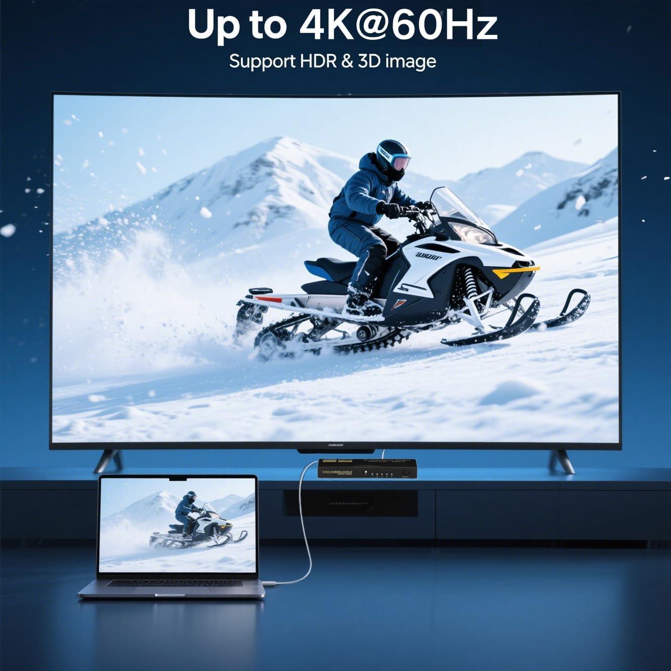 Conmutador HDMI 5 en 1 DGODRT 4K@60Hz con Control Remoto